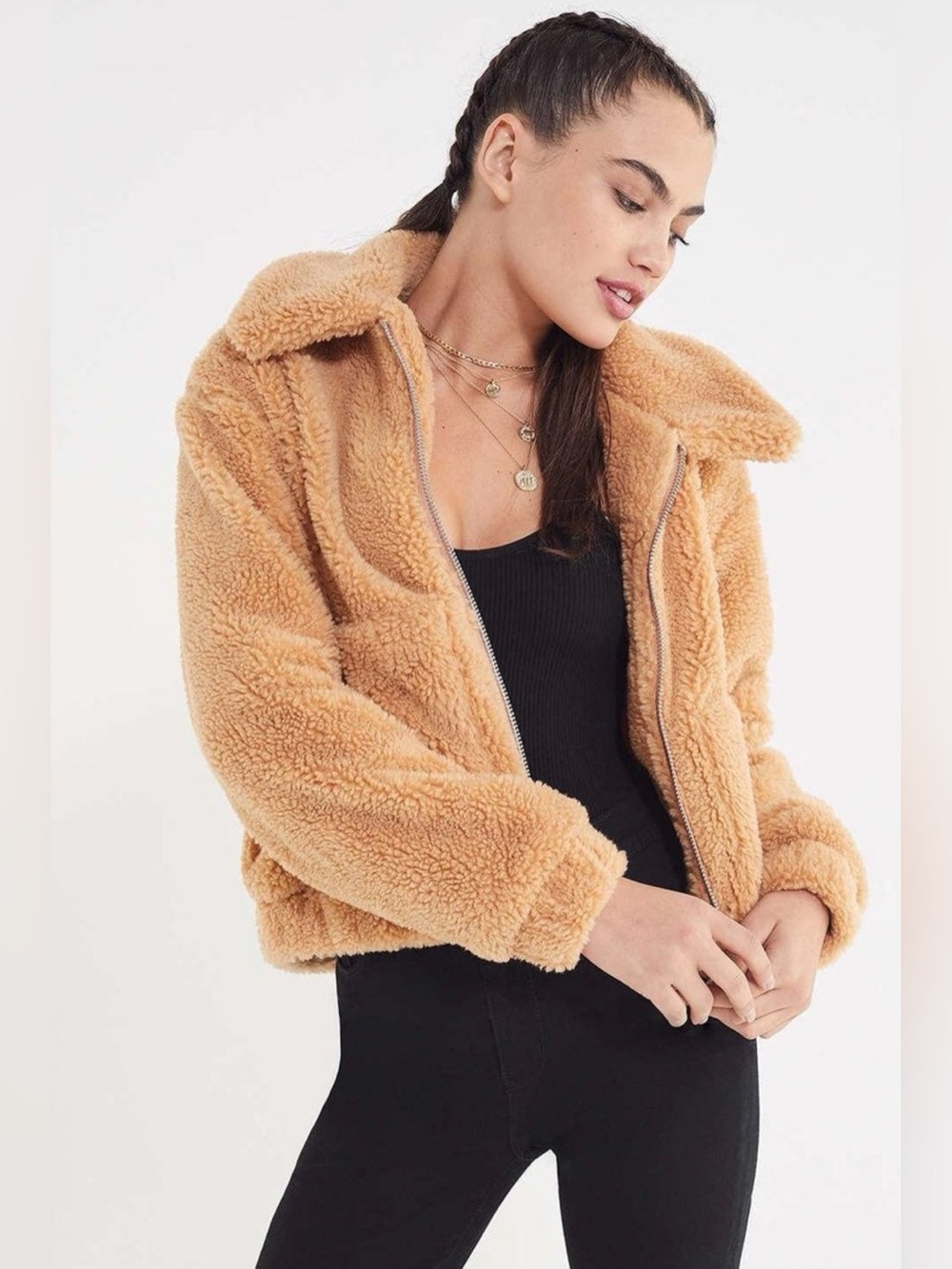 Cozy Teddy Zip-Up Jacket - Camel - Picture 1 of 10